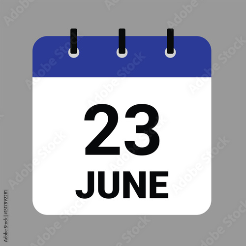 JUNE 23 - Daily Calendar Icon - White Background