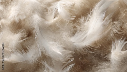Soft white feathers downy texture background
