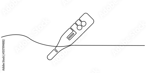 Continuous one line drawing of thermometer. Simple illustration of digital thermometer line art vector illustration, One continuous line drawing of medical thermometer. single line of medical.