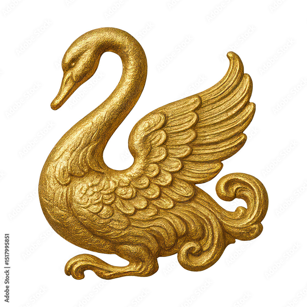 Fototapeta premium PNG Elegant golden swan ornament
