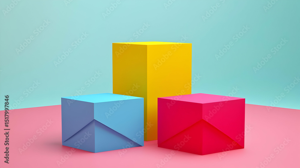 Obraz premium Colorful Abstract Geometric Cubes Display