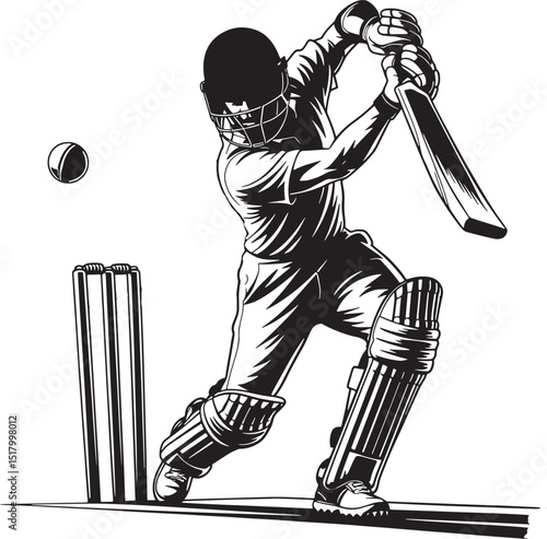 Cricket  player hitting ball silhouette vector 