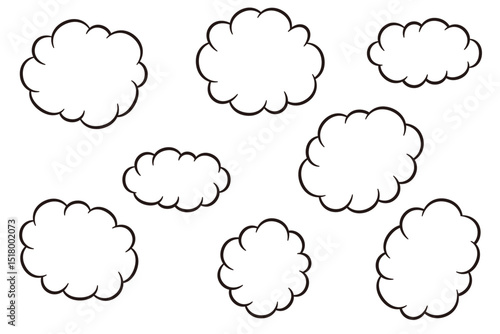 吹き出しに使えるモコモコ雲のイラストアイコンセット。