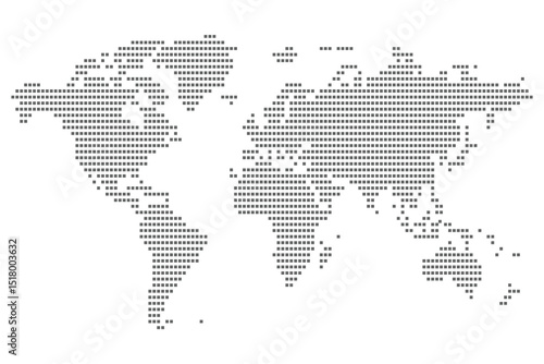 Vector illustration of a dotted world map with all continents.