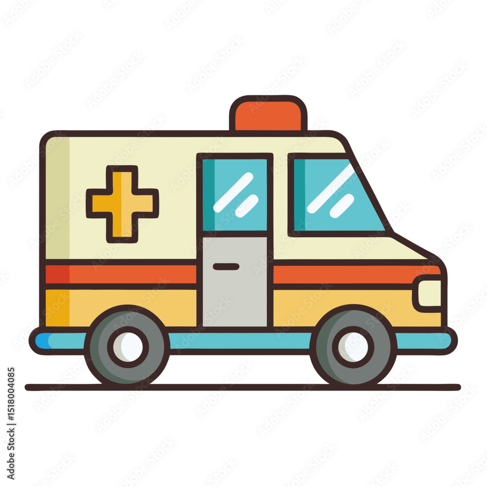 Stylized Ambulance Vehicle Illustration for Medical Emergency and Healthcare Concepts Stylized Ambulance Vehicle Illustration for Medical Emergency and Healthcare Concepts