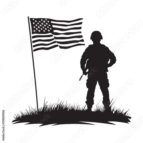 A soldier standing at attention simple minimal silhouette