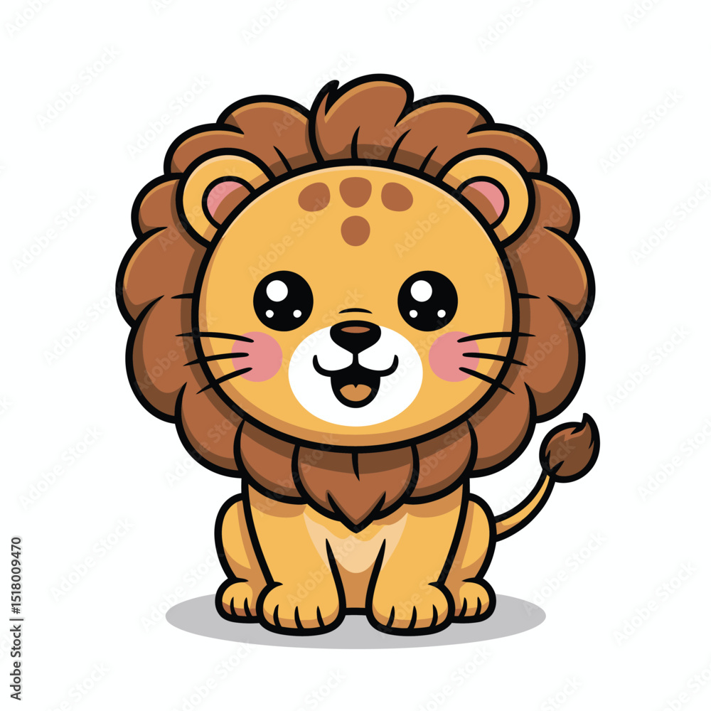Adorable cartoon lion illustration a delightful depiction of a happy lion cub in a playful and cartoonish style on a white background Adorable cartoon lion illustration a delightful depiction of a happy lion cub in a playful and cartoonish style on a white background