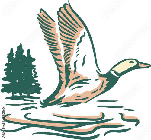 logo duck hunting vector illustration