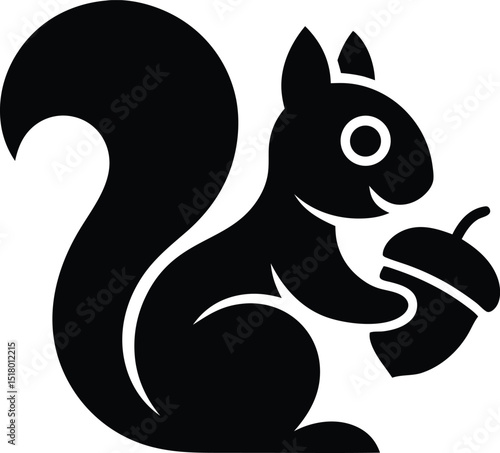 Playful Squirrel with Acorn Silhouette