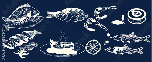 Incredible Hand Drawn Seafood Vectors