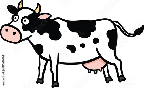 Simple Farm Animal Illustration with Pink Udder