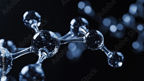 Glassy molecular structure on a black background -