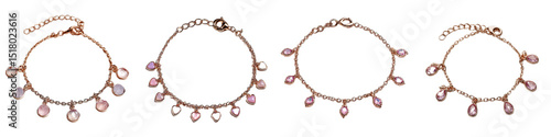 Wallpaper Mural Elegant Rose Gold Bracelets with Gemstone Charms on White Background Torontodigital.ca