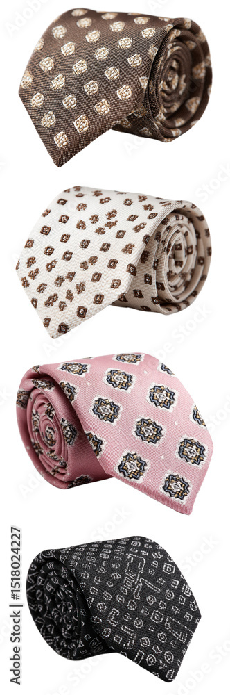 Elegant Collection of Rolled Ties in Various Patterns and Colors Elegant Collection of Rolled Ties in Various Patterns and Colors