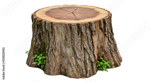 Fotografie Isolated Tree Stump with Greenery