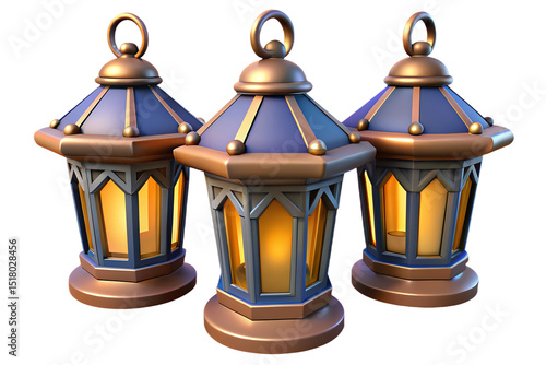 Three Lit Lanterns