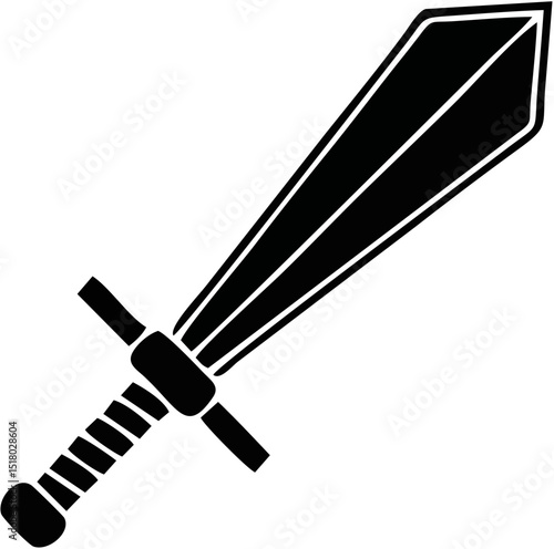 Medieval Sword Illustration Black and White Vector Graphic