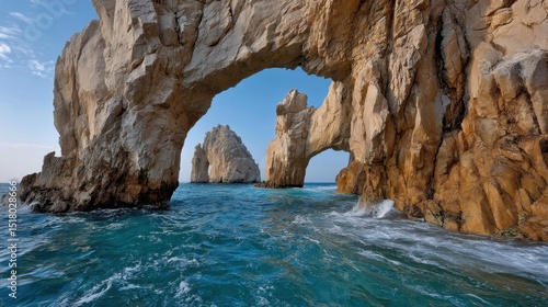 Majestic rock formations and ocean waves at cabo san lucas arch