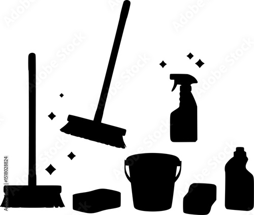 cleaning supplies vector illustration