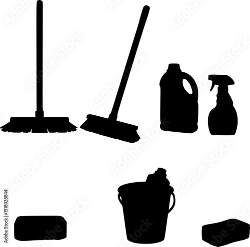 cleaning supplies vector illustration
