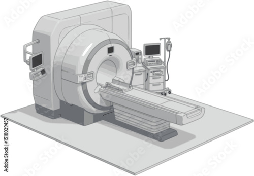 Isolated vector illustration of medical MRI machine in hospital on white background.
