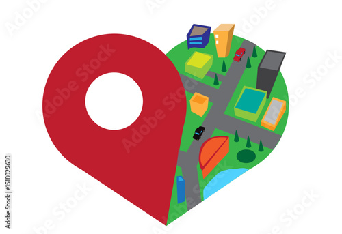 Ride Hailing App with Location nd Heart Shape  