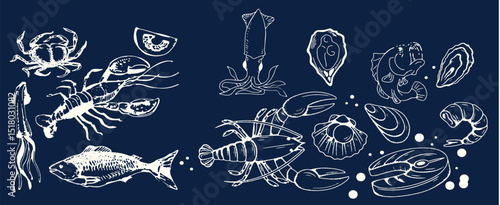 Incredible Hand Drawn Seafood Vectors