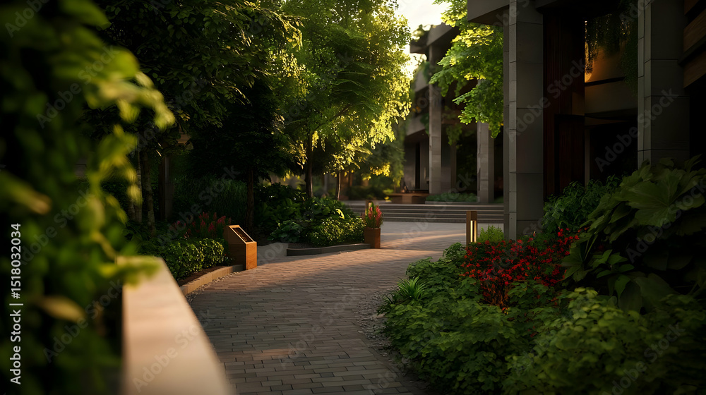 Obraz premium Sunlight Path Through Urban Garden