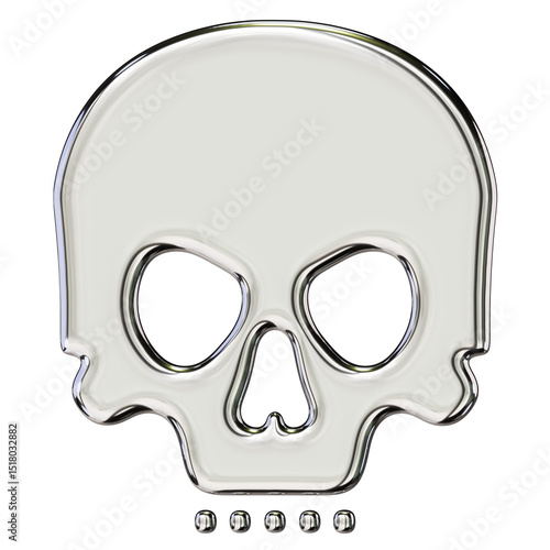 Chrome Skull Silhouette – 3D Render on Transparent Background