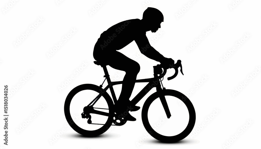 Fototapeta premium Cyclist silhouette racing on a bike, athletic determination