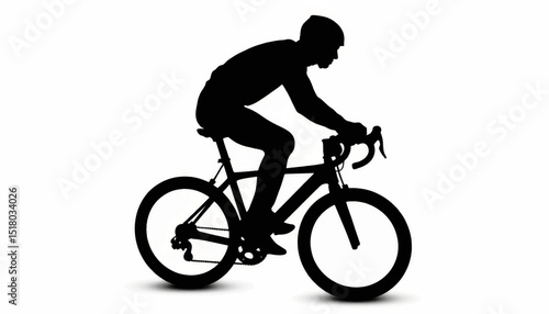 Cyclist silhouette racing on a bike, athletic determination