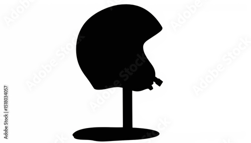 Silhouette of a hang gliding helmet on a stand, airborne adventure