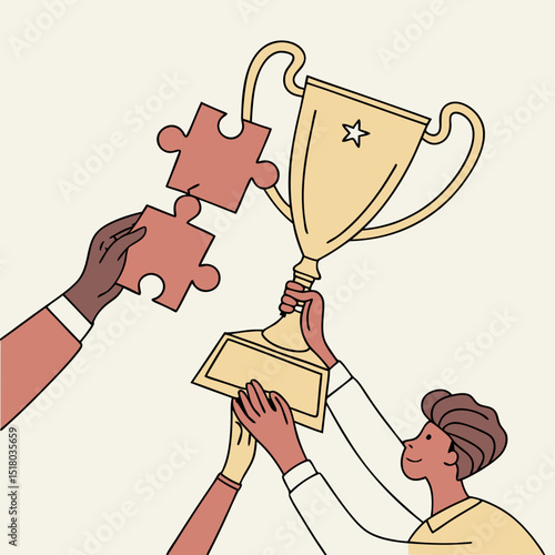 Jigsaw Cooperation Success Vector Art