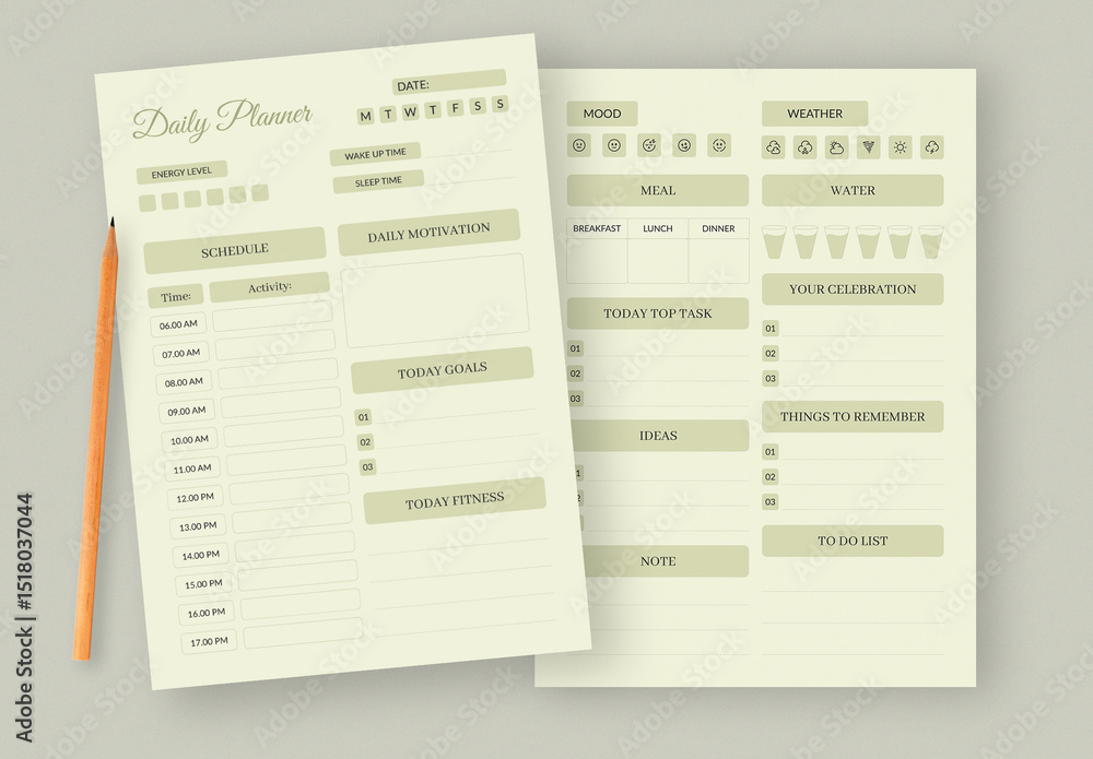 Clean Task Planner Design Minimal and Clean Daily Planner Design Template Stock Template | Adobe ...