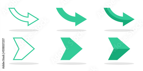 Arrow flat set icon. Colorful arrow symbols. Arrow isolated on white background vector graphic elements.