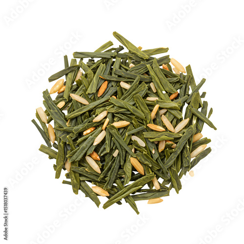 Genmaicha Green Tea A Blend of Green Tea and Roasted Rice isolated on transparent bacckground
