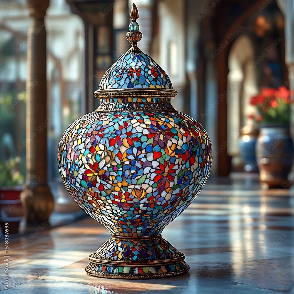 Ornate Mosaic Lamp, a Decorative Accent Piece Ornate Mosaic Lamp, a Decorative Accent Piece
