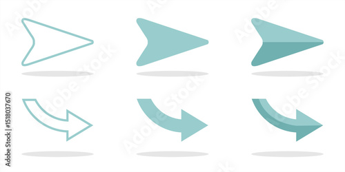 Arrow flat set icon. Colorful arrow symbols. Arrow isolated on white background vector graphic elements.