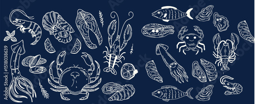 Incredible Hand Drawn Seafood Vectors