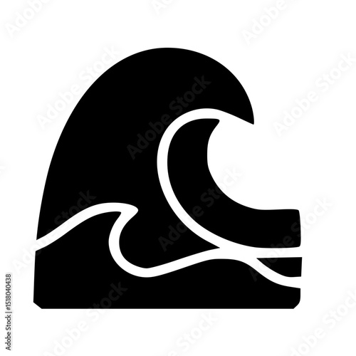 Minimalist Bold Wave Ocean Graphic Illustration Isolated on White Background