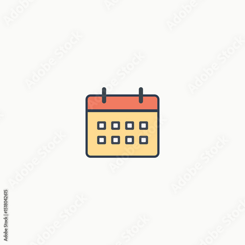 Flat Icon of Monthly Calendar with Marked Date, Vector Design for Schedule and Planning Concepts