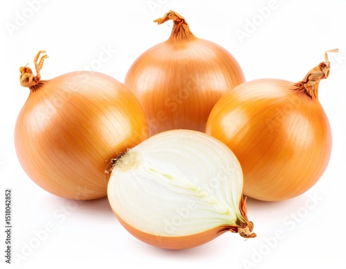 Wallpaper Mural Four Fresh Yellow Onions with Glossy Texture on White Background Torontodigital.ca