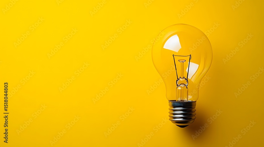 Illuminated Light Bulb placed Against Vibrant Yellow Background Symbolizing creativity, bright ideas, and inspiration Innovation Illuminated Light Bulb placed Against Vibrant Yellow Background Symbolizing creativity, bright ideas, and inspiration Innovation