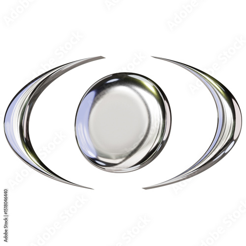 Chrome Abstract Eye – 3D Render on Transparent Background