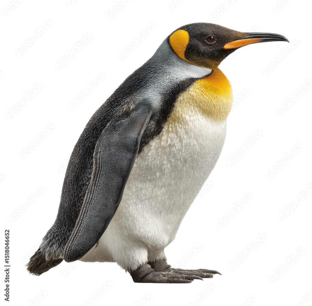Fototapeta premium Adventurous penguin walking in snowy landscape wildlife arctic environment view isolated on transparent background