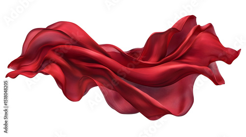Elegant red silk fabric floating gracefully on a black background conveys motion