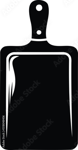 Black and white minimalist depiction of a rectangular wooden cutting board