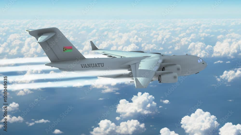 Heavy Transport Aircraft Cargo Plane Flying Above the Clouds Country ...