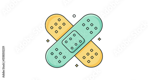 Illustration of two crossed adhesive bandages symbolizing healing and first aid concepts