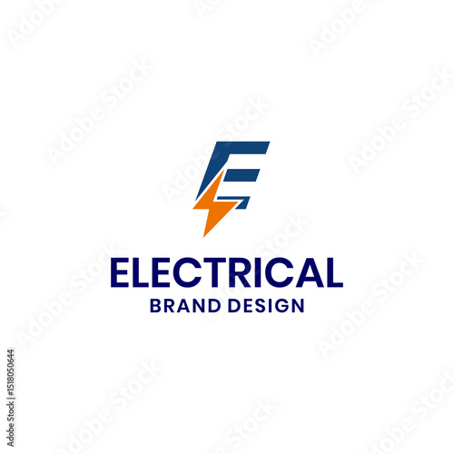 Modern Electric Logo Design with Initial E and Lightning Bolt Symbol for Power Energy Company Electrical Service or Technology Business Branding in Minimal Vector Style